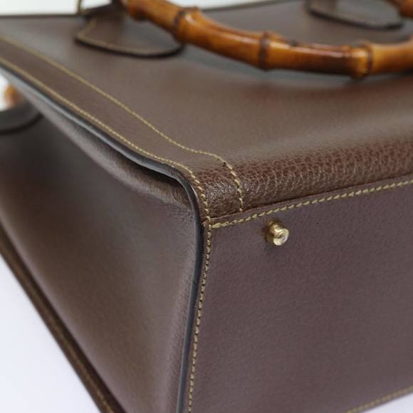 GUCCI Bamboo Hand Bag Leather Brown 002 2853 0260 0 Auth ep4626 - Picture 16 of 16